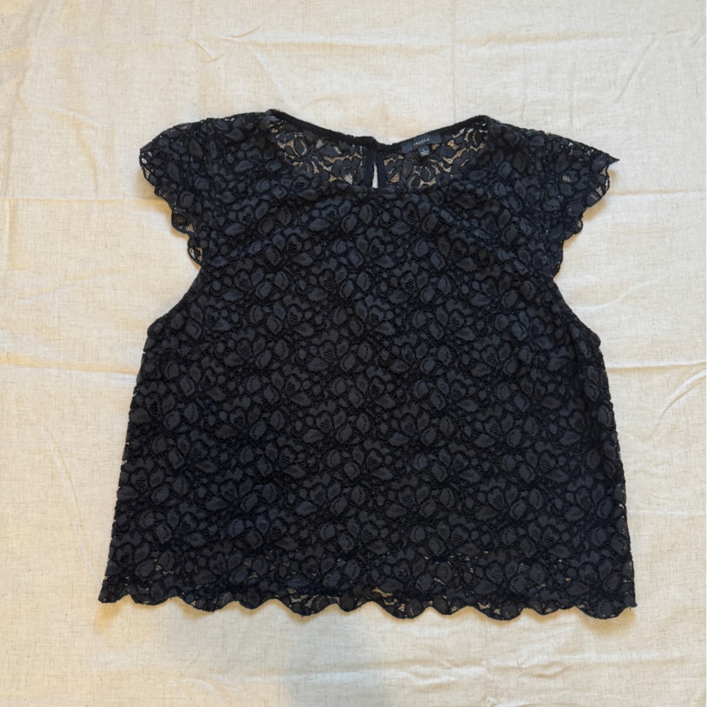Talula Black Lace Cap Sleeve Blouse